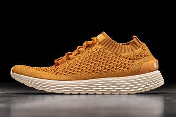 Yellow Nobull Golden Knit Runner Men's Running Shoes | CA V1041R